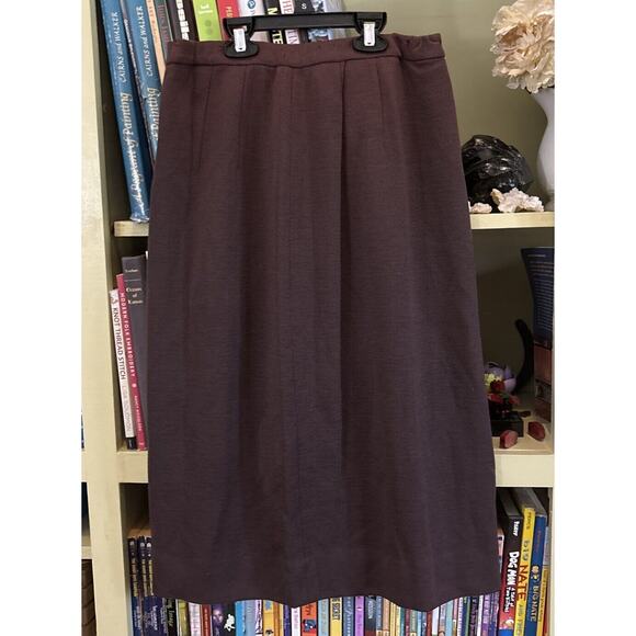 Galerie Pink Skirt Suit Size 100% Wool Italy Shell Jacket 3 Piece Brown Vintage - Picture 9 of 13